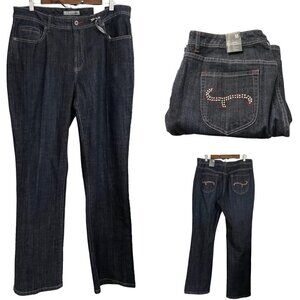 Chico's Platinum Womens NWT Dark Modern Relaxed Straight Leg Jeans Size XL/16